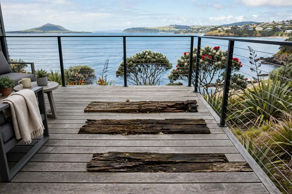 North Shore deck with rotten boards needing repair Torbay Auckland